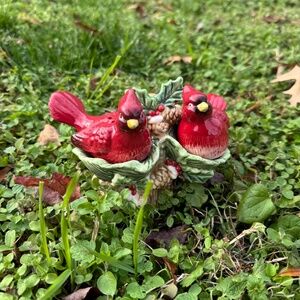 Ceramic Cardinal Salt and Pepper Shaker Set with Branch Stand